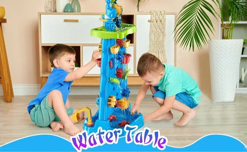 Waterfall Discovery Wall Kids Double-Sided Waterfall Water Table Sand Activity Sensory Table Summer Outdoor Toys for Toddlers
