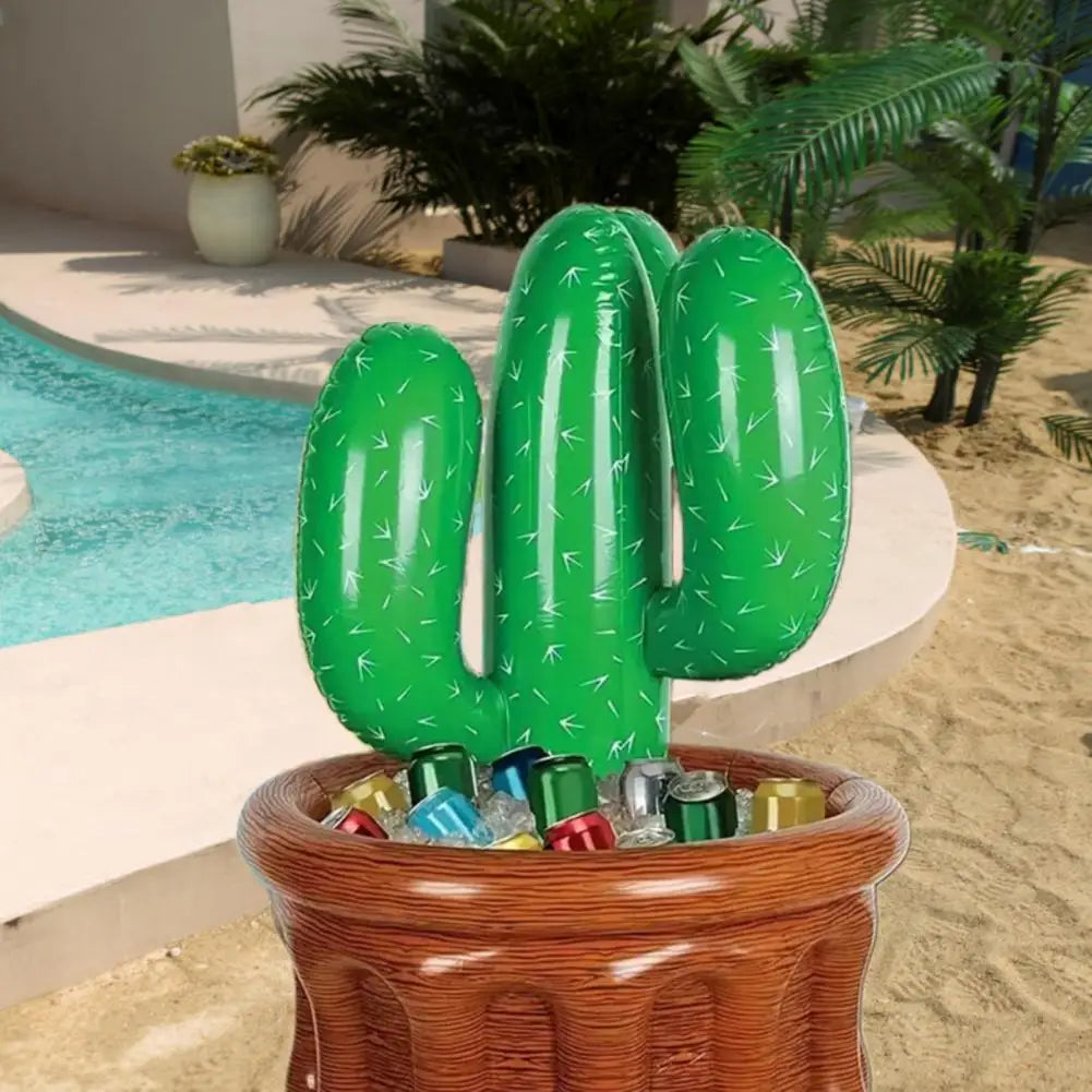 Inflatable Ice Bucket Palm Tree Cactus Cooler Drink Holder Beach Pool Party Ice Bucket Reusable Drink Chiller for Picnics