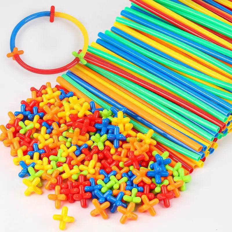 DIY Montessori Color Building Blocks Plastic Stitching Inserted Construction Assembled Blocks Bricks Educational Toys for Childr