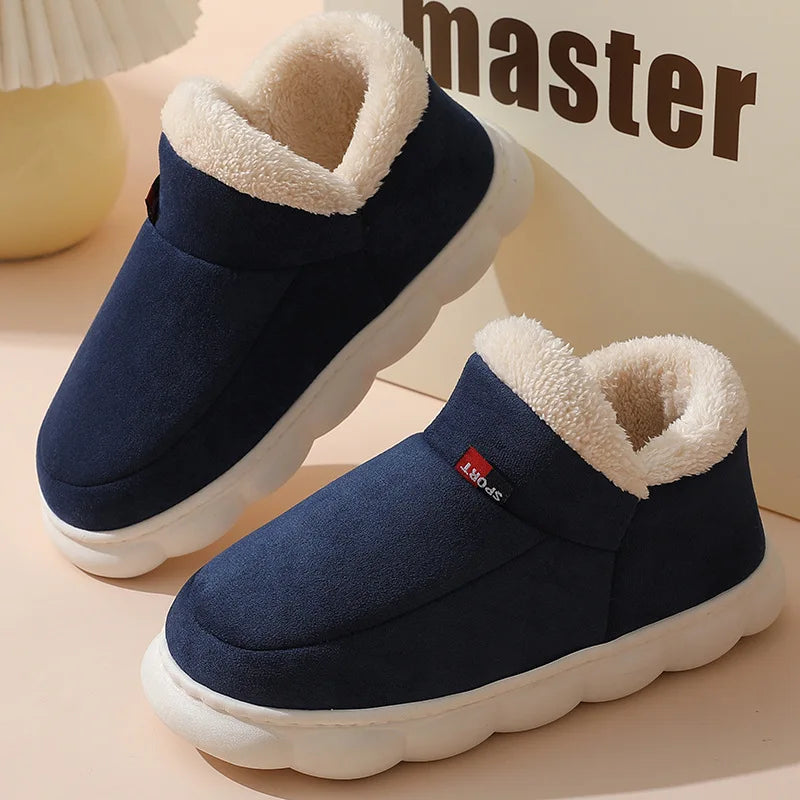 Smile PoP Winter Plush Men Shoes Classic Indoor Men House Slippers Outdoor Soft Non Slip Women's Shoes Casual Bedroom Men Shoes