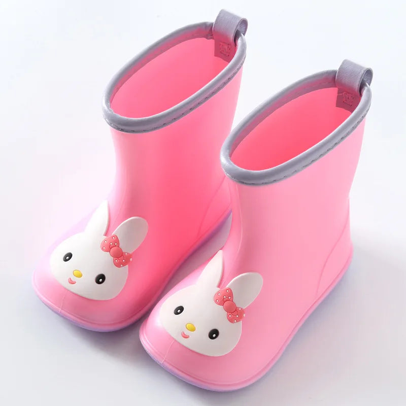 Rain Boots Kids Boy Waterproof Light and Handy Toddler Water Shoes for Girls PVC Rubber Waterproof Kids Cartoon Rain Boots