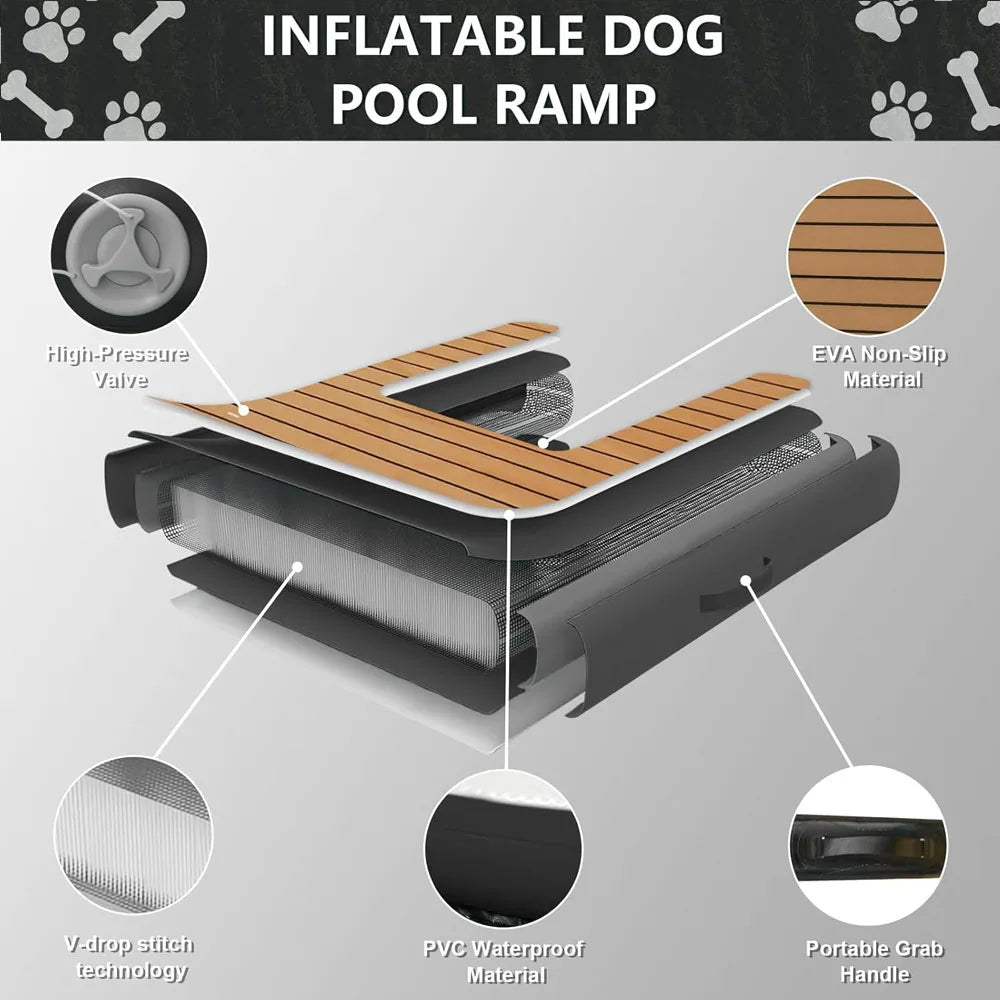 Wooden Dog Swim Pools Float Inflatable Pool Dog Floating Ramp Dog Boat Water Ramp