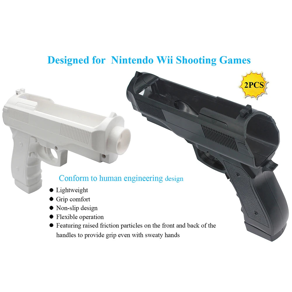 OSTENT 2pcs/set Light Gun Pistol Shooting Hand Guns Sport Video Game for Nintendo Wii Remote Controller Game Shooting Accessory