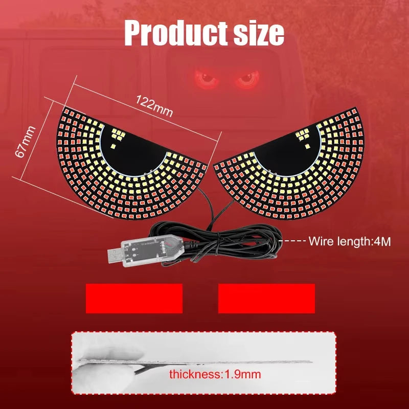 Devil's Eye Decorative Lamps For Car Window expression lights LED Strips Light Panel Car Windshield Display USB Plug Lighting