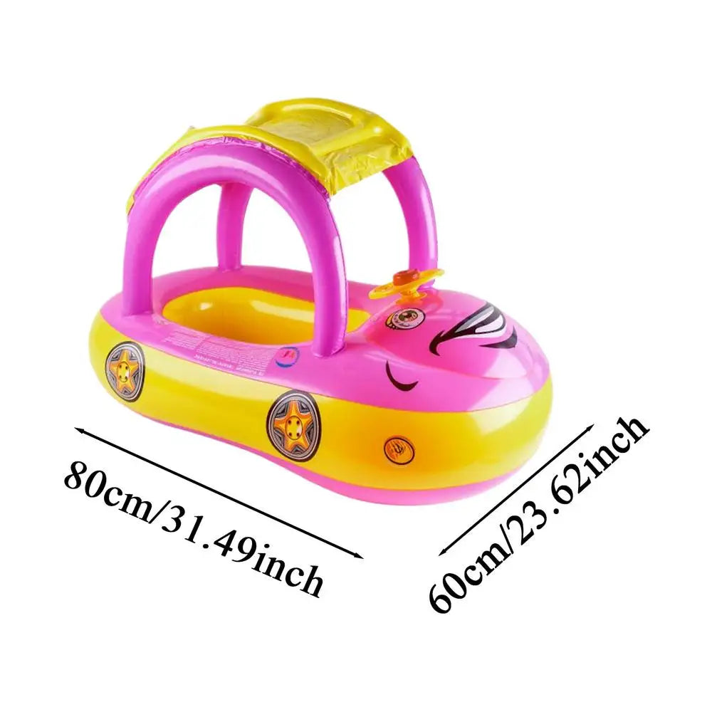 Toddler Floats for Pool Swim Floats for Toddler Inflatable Toys with Sunshade Flotation Car Shape for Puddle Party Lake Water
