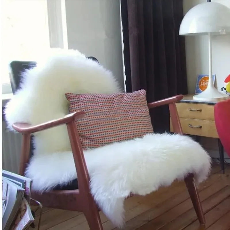 Sheepskin Chair Cover Seat Pad Soft Carpet Hairy Plain Skin Fur Plain Fluffy Area Rugs Bedroom Faux carpet Mat Muzzi 002 4sizes