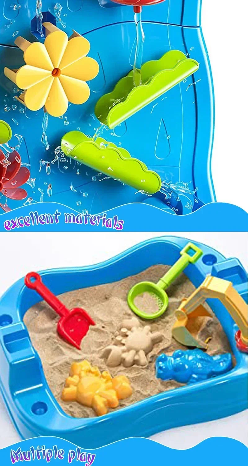 Waterfall Discovery Wall Kids Double-Sided Waterfall Water Table Sand Activity Sensory Table Summer Outdoor Toys for Toddlers