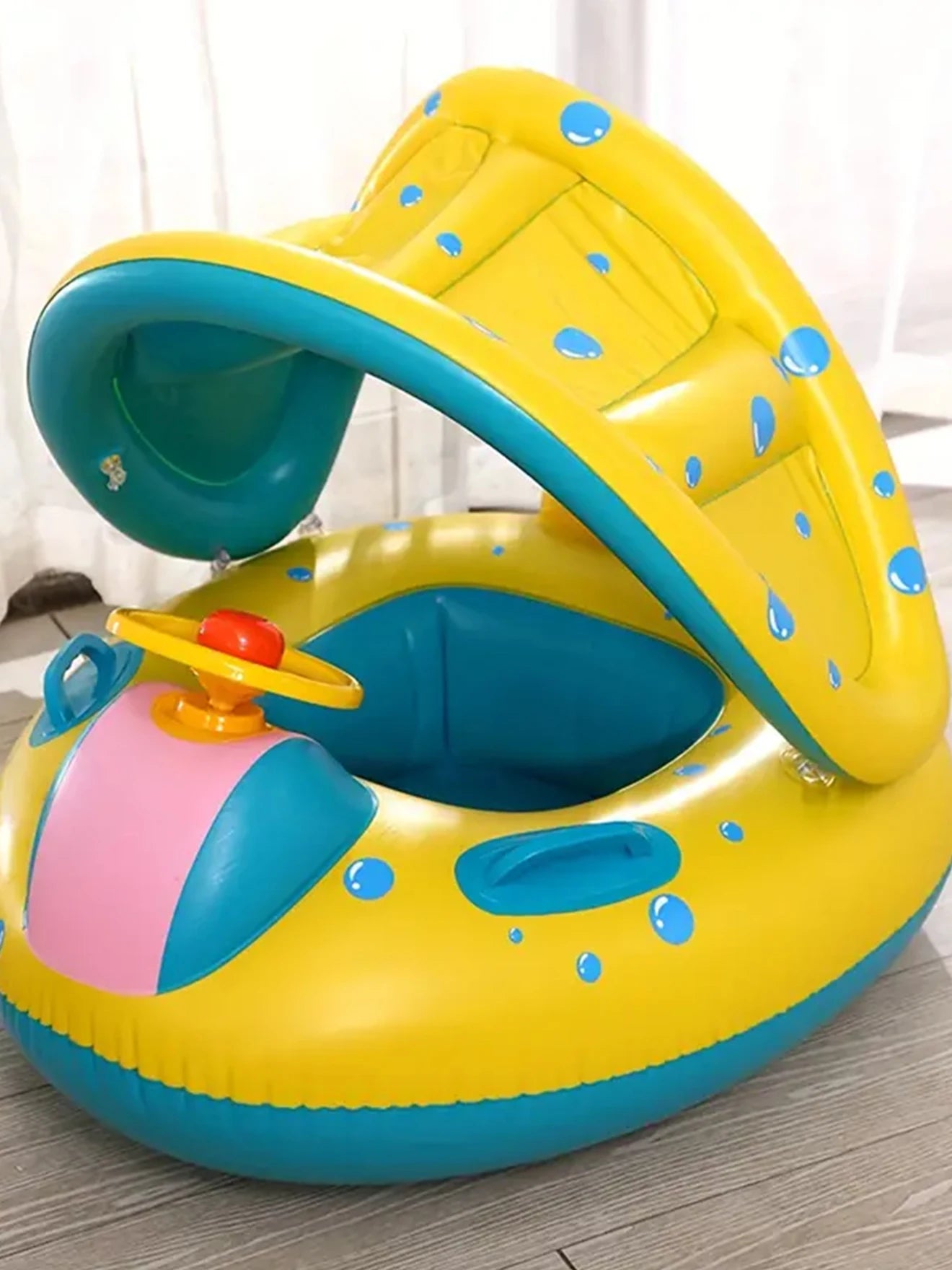 1pc PVC children's swimming ring with sunshade, inflatable water toy, pool floater