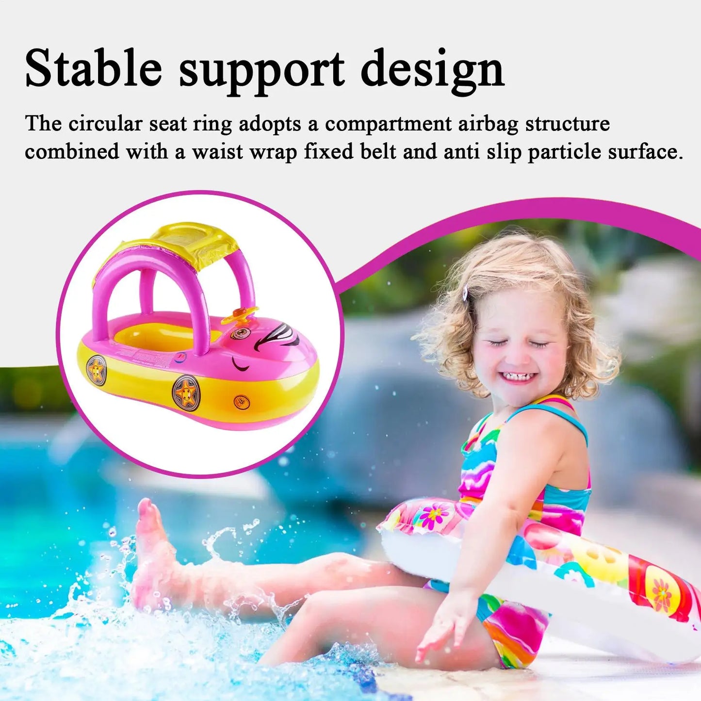 Toddler Floats for Pool Swim Floats for Toddler Inflatable Toys with Sunshade Flotation Car Shape for Puddle Party Lake Water