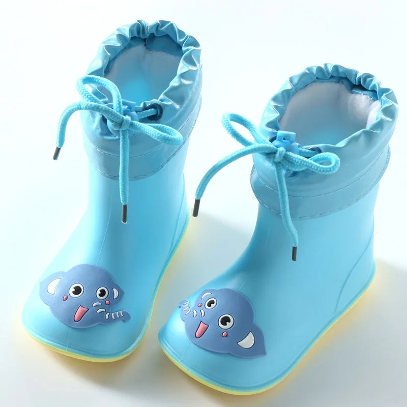 Rain Boots Kids Boy Waterproof Light and Handy Toddler Water Shoes for Girls PVC Rubber Waterproof Kids Cartoon Rain Boots