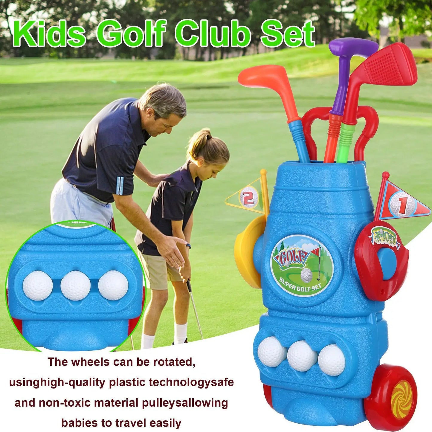 Toddler Golf Set, Children Minigolf Play Sport Game Practice Indoor and Outdoor Sports Fitness Ball Outdoor Toys for Boys Girls