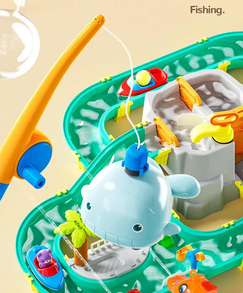 Kids Baby Toys Outdoor Water Table Toy Water Surfing Adventure Water Toys Fishing Toys Summer Parent-child Interaction Game