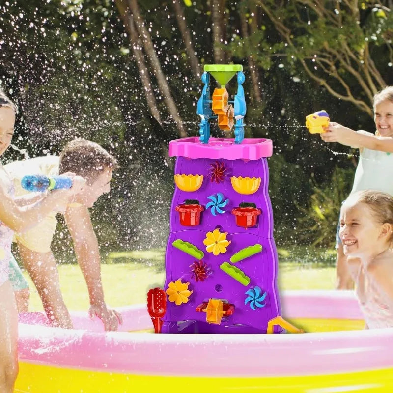 Waterfall Discovery Wall Kids Double-Sided Waterfall Water Table Sand Activity Sensory Table Summer Outdoor Toys for Toddlers
