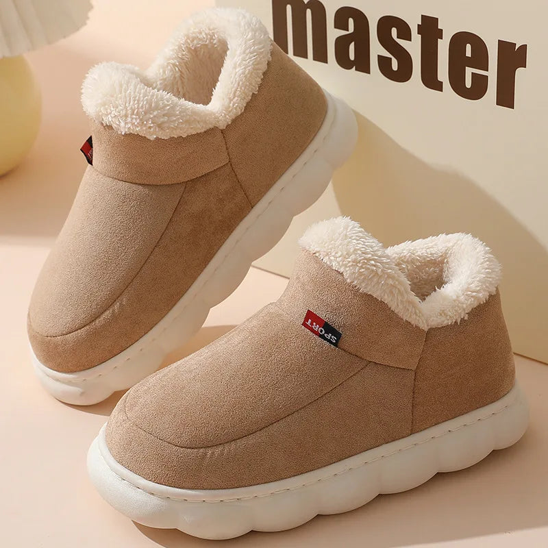 Smile PoP Winter Plush Men Shoes Classic Indoor Men House Slippers Outdoor Soft Non Slip Women's Shoes Casual Bedroom Men Shoes