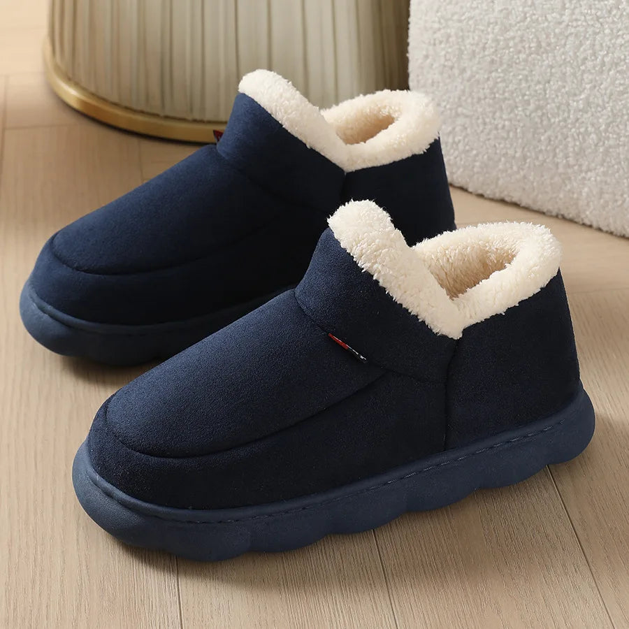 Smile PoP Winter Plush Men Shoes Classic Indoor Men House Slippers Outdoor Soft Non Slip Women's Shoes Casual Bedroom Men Shoes
