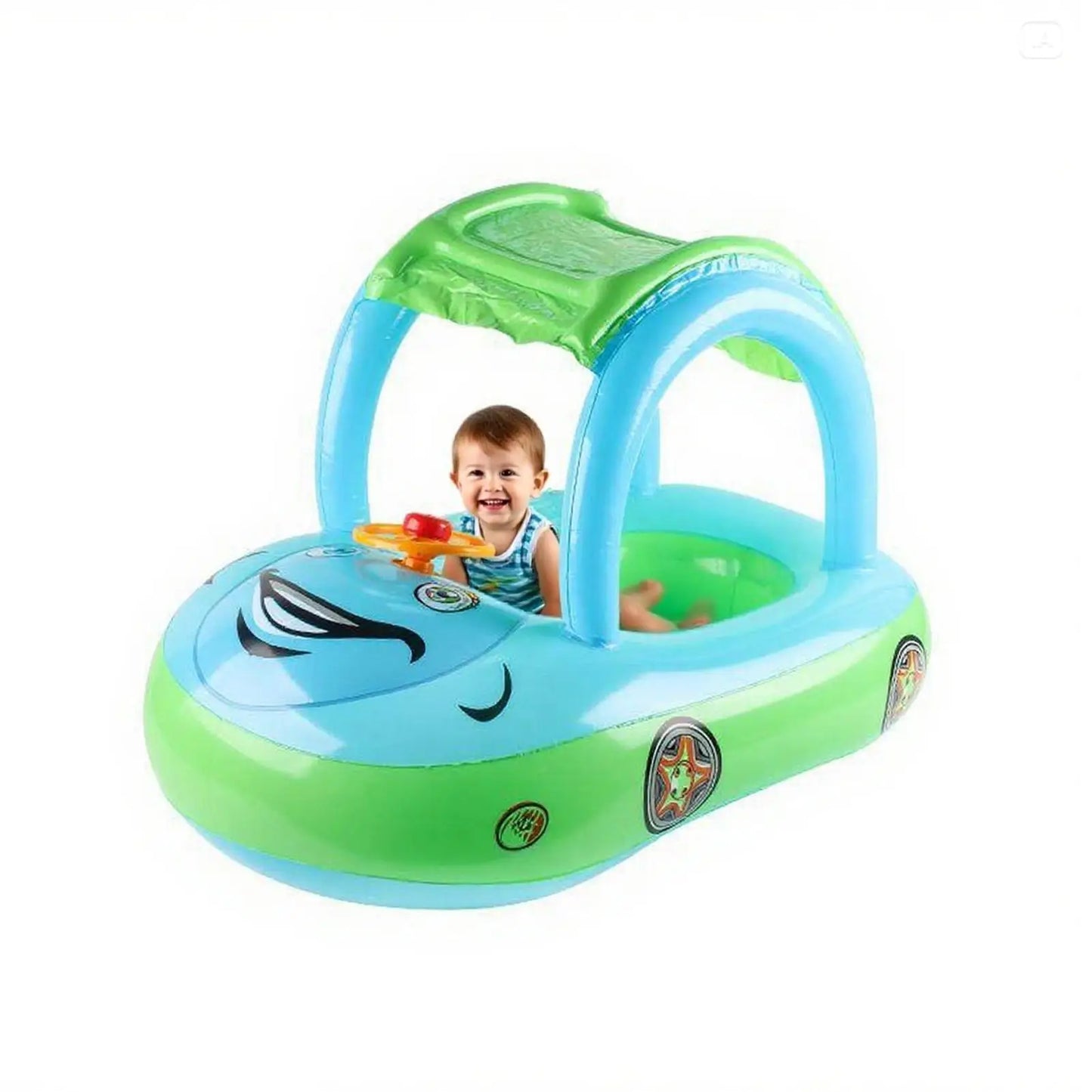 Toddler Floats for Pool Swim Floats for Toddler Inflatable Toys with Sunshade Flotation Car Shape for Puddle Party Lake Water