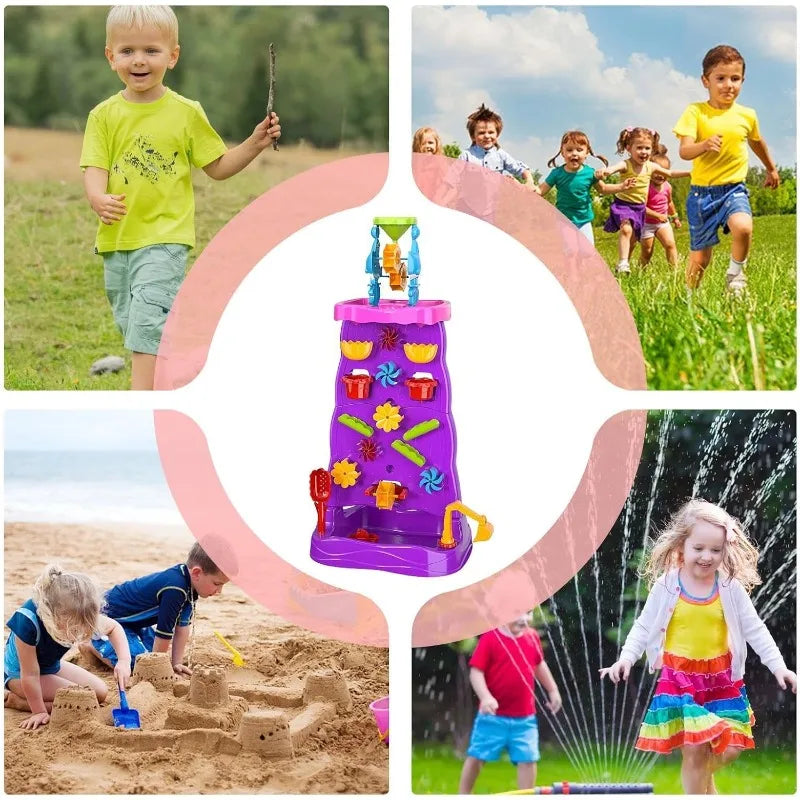 Waterfall Discovery Wall Kids Double-Sided Waterfall Water Table Sand Activity Sensory Table Summer Outdoor Toys for Toddlers
