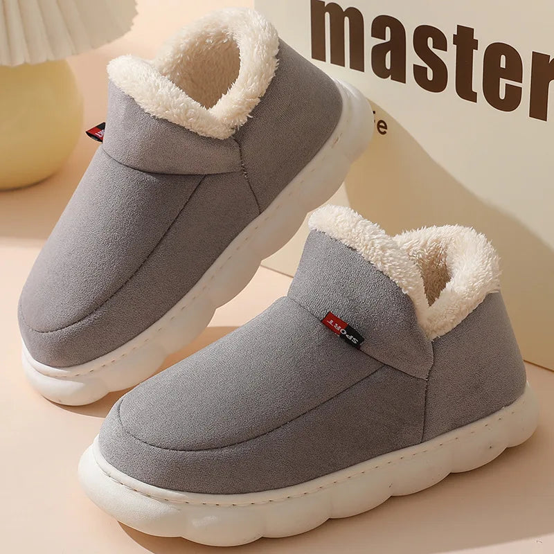 Smile PoP Winter Plush Men Shoes Classic Indoor Men House Slippers Outdoor Soft Non Slip Women's Shoes Casual Bedroom Men Shoes