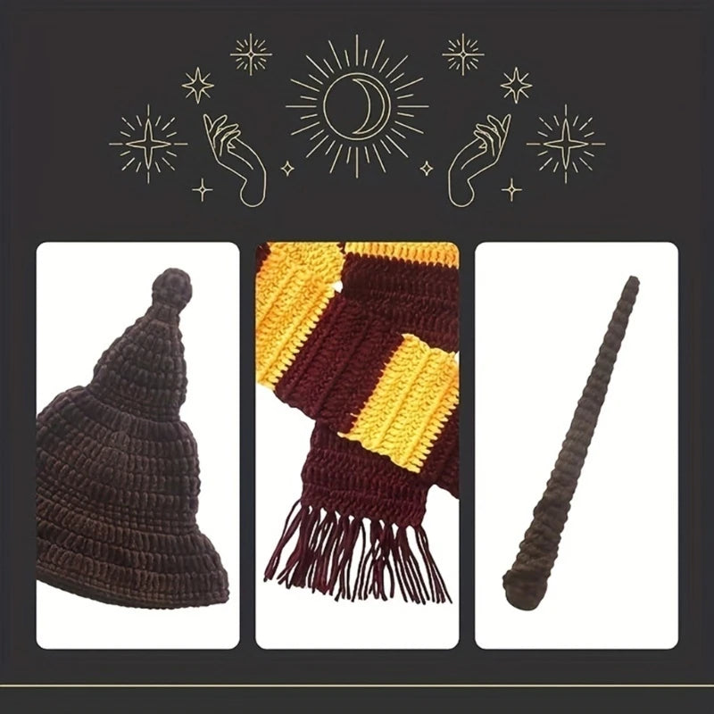 4Pcs/Set Newborn Photography Outfit Accessories Role-Playing Wizard Hat Glasses Sticks Props for Infants Boys Girls