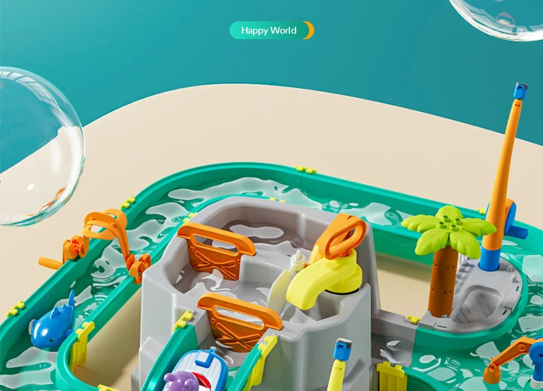 Kids Baby Toys Outdoor Water Table Toy Water Surfing Adventure Water Toys Fishing Toys Summer Parent-child Interaction Game