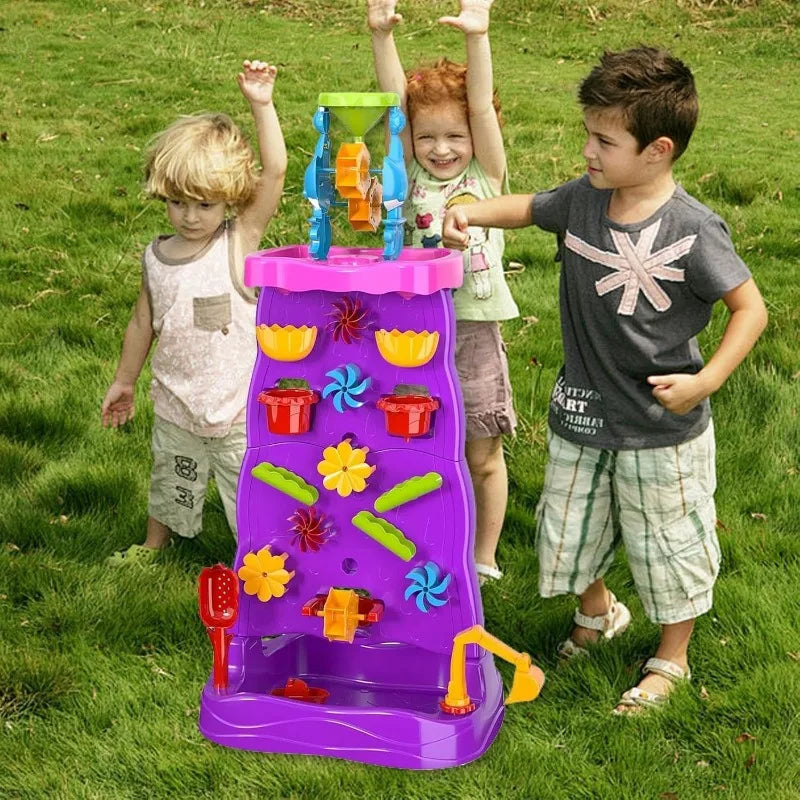 Waterfall Discovery Wall Kids Double-Sided Waterfall Water Table Sand Activity Sensory Table Summer Outdoor Toys for Toddlers