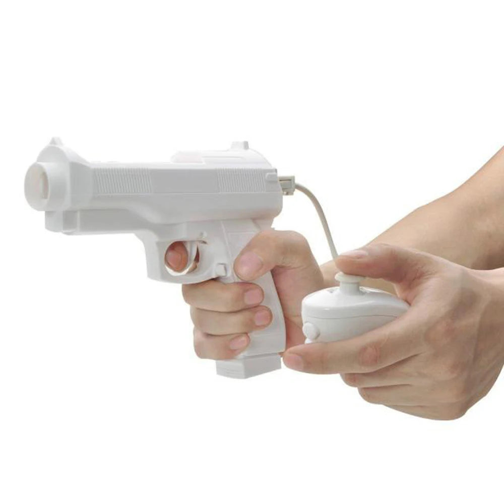 OSTENT 2pcs/set Light Gun Pistol Shooting Hand Guns Sport Video Game for Nintendo Wii Remote Controller Game Shooting Accessory