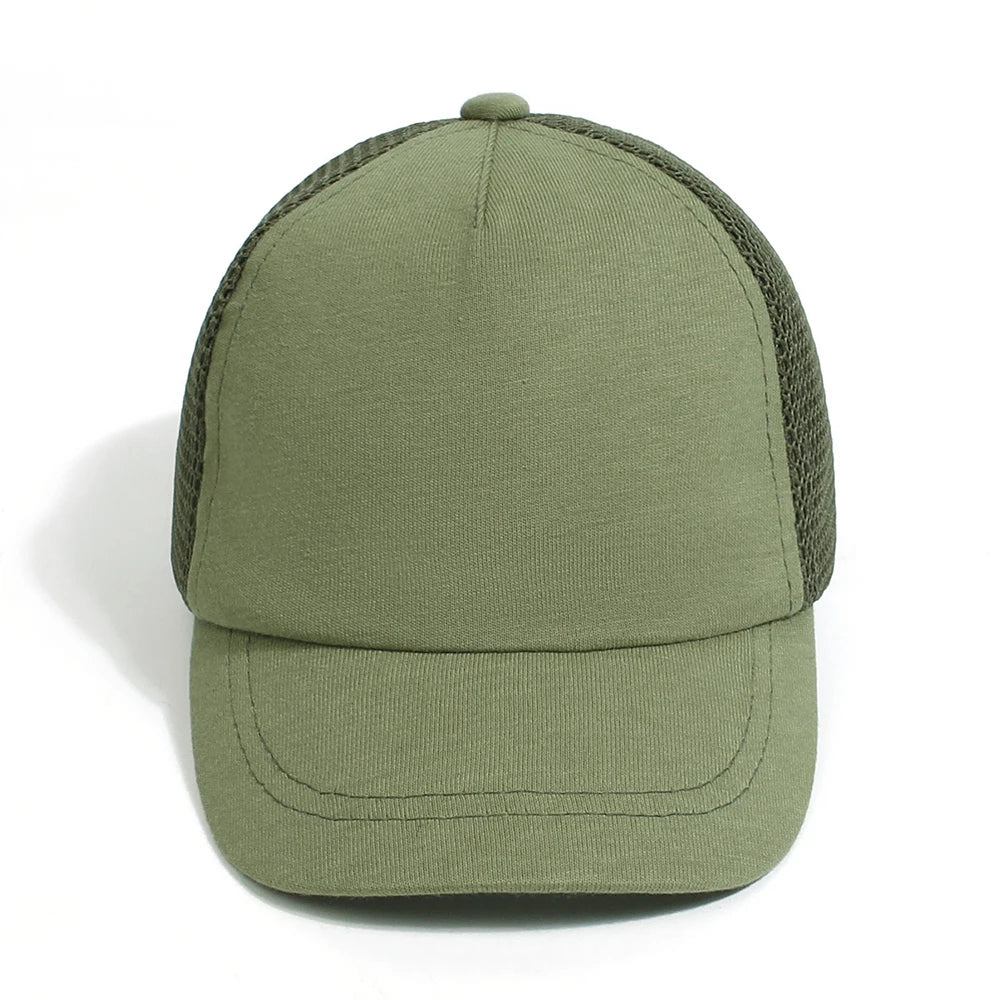 Lovely Kids Trucker Ball Cap Outdoor Leisure Duck Cap Solid Color Curved Brim Sun Hat Baseball Cap 7 colors