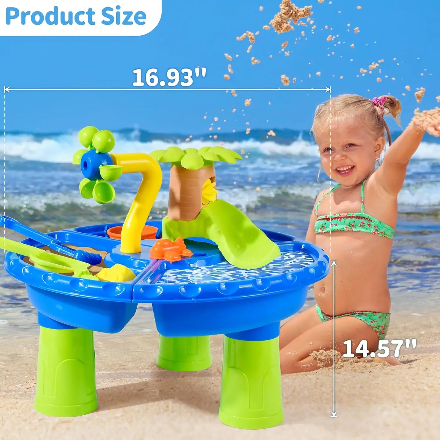 Water Table Sandbox for Kids Outdoor Sensory Play with Sand Toys and Splash Pool, Perfect for Toddlers Summer Activity