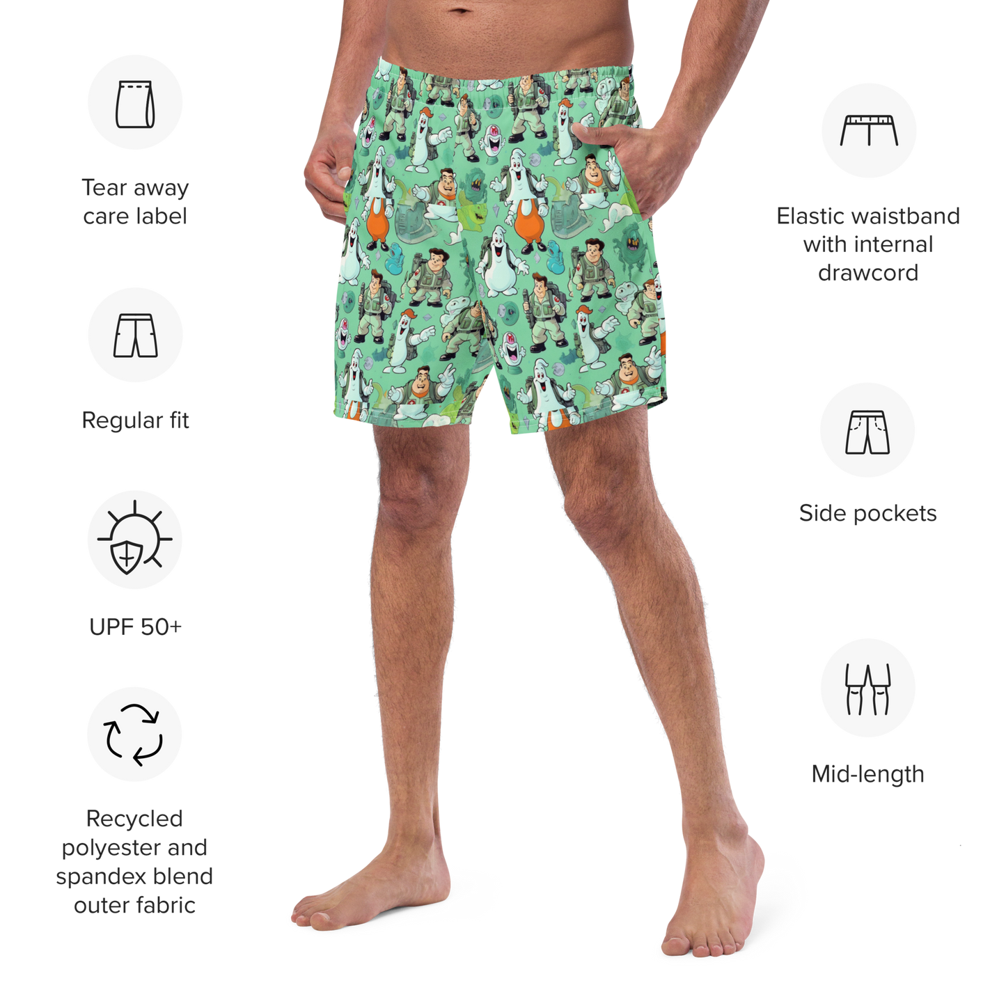 Bustin makes me feel good- swim trunks