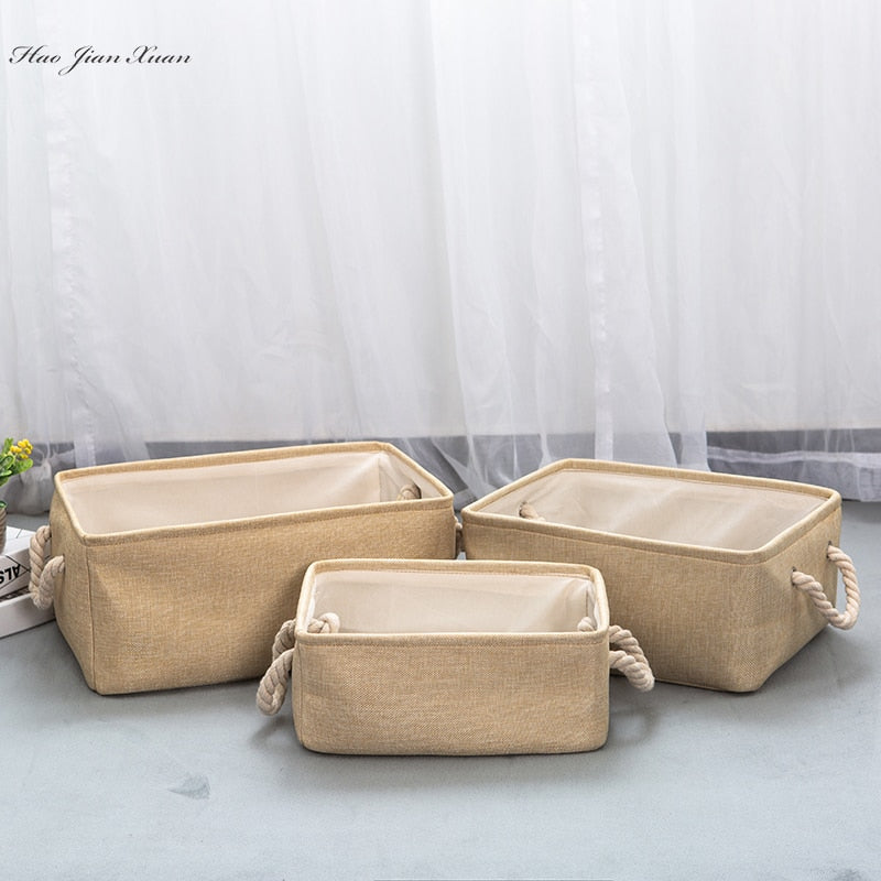 Cotton Linen Folding Storage Baskets.
-Kids Toys Organizer
-Clothes
-Sundries
-Storage Box
-Cabinet Storage Bag
- Laundry Basket
