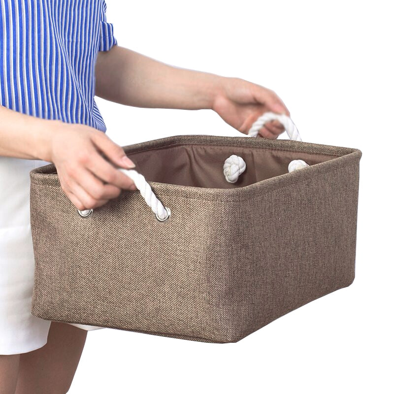 Cotton Linen Folding Storage Baskets.
-Kids Toys Organizer
-Clothes
-Sundries
-Storage Box
-Cabinet Storage Bag
- Laundry Basket