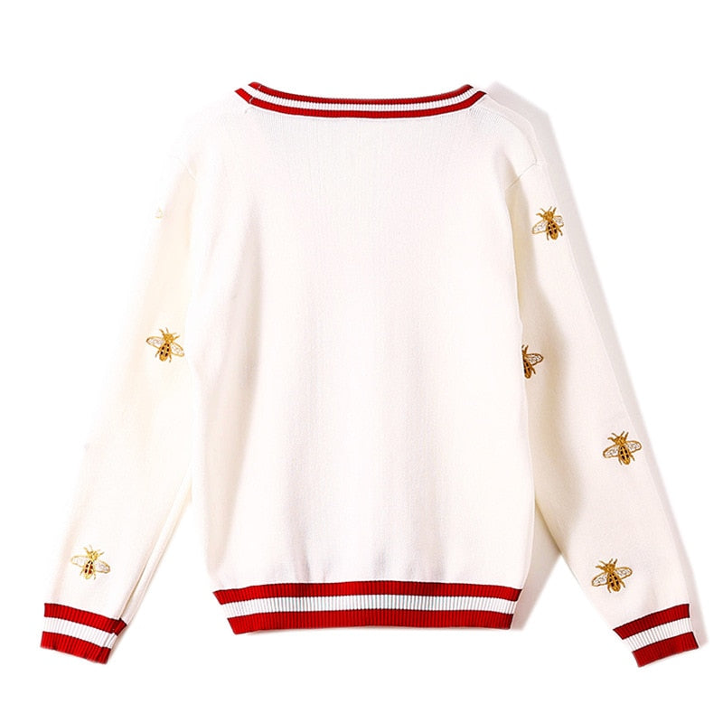 Designer Bee Embroidery Cardigan
-Long Sleeve
-Single Button
-Knitted