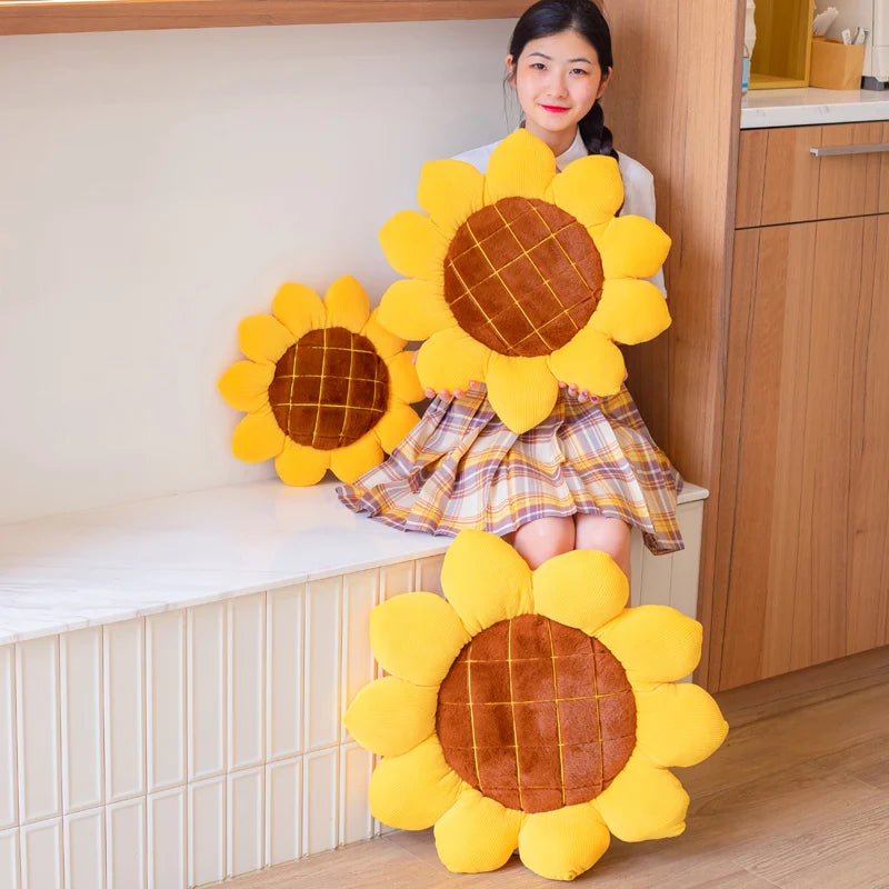 40/50/70CM Stuffed Sunflower Plush Plant Seat Cushion Flowers Decor Pillow Props For Sofa Chair Indoor Floor