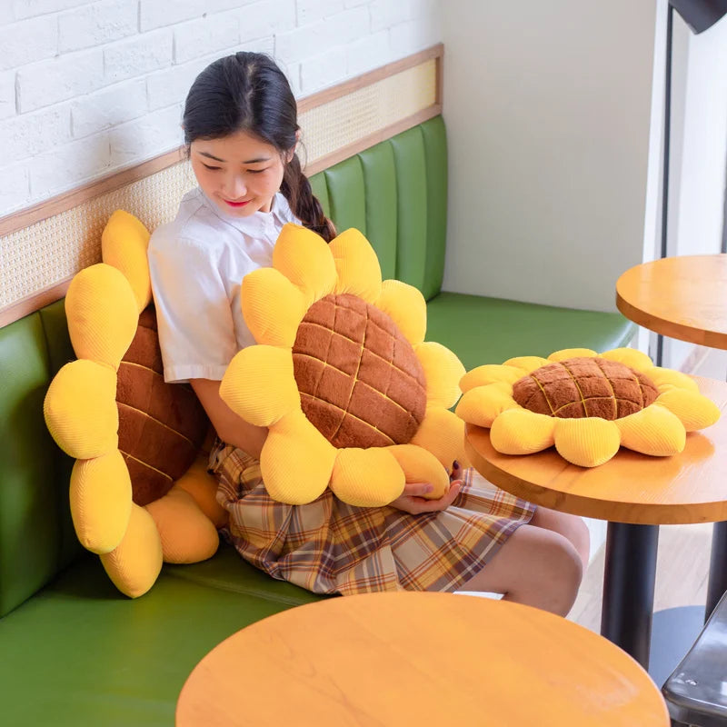 40/50/70CM Stuffed Sunflower Plush Plant Seat Cushion Flowers Decor Pillow Props For Sofa Chair Indoor Floor