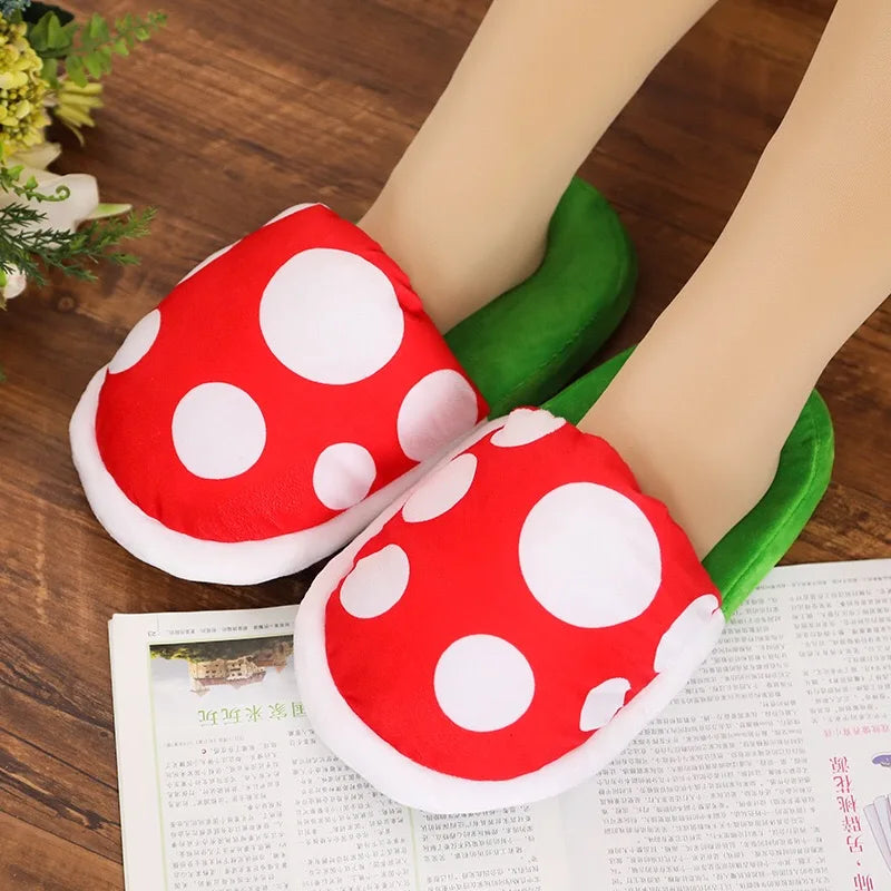 Anime Cartoon Toys Slippers Set Cute Flowers Plush Indoor Slippers