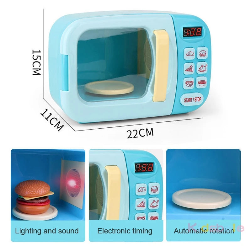 Kid's Kitchen Toys Simulation Microwave Oven Educational Toys Mini Kitchen Food Pretend Play Cutting Role Playing Girls Toys