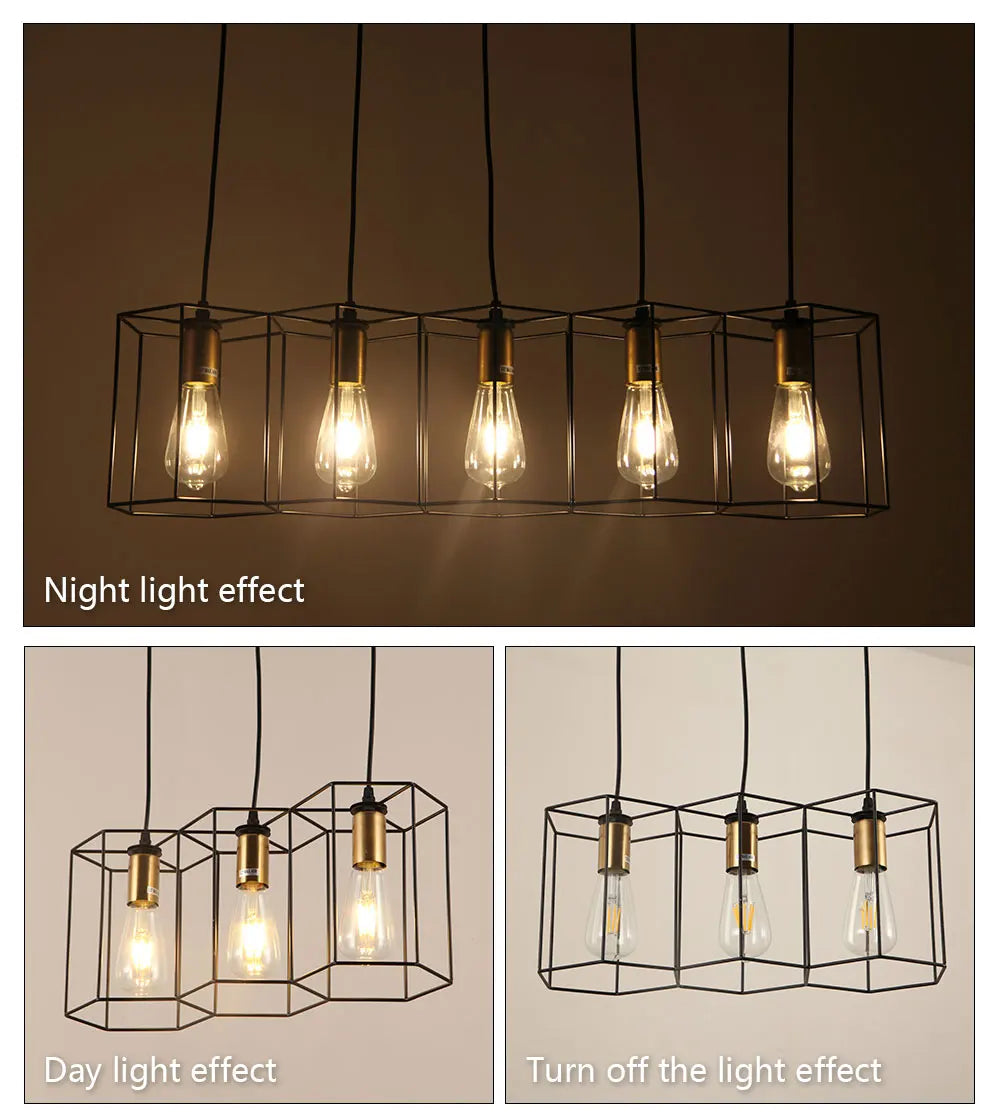 Modern LED Chandelier Hanging E27 Lamp Geometric Metal Frame Lamp Suitable For Creative Light Above the Table Bedroom