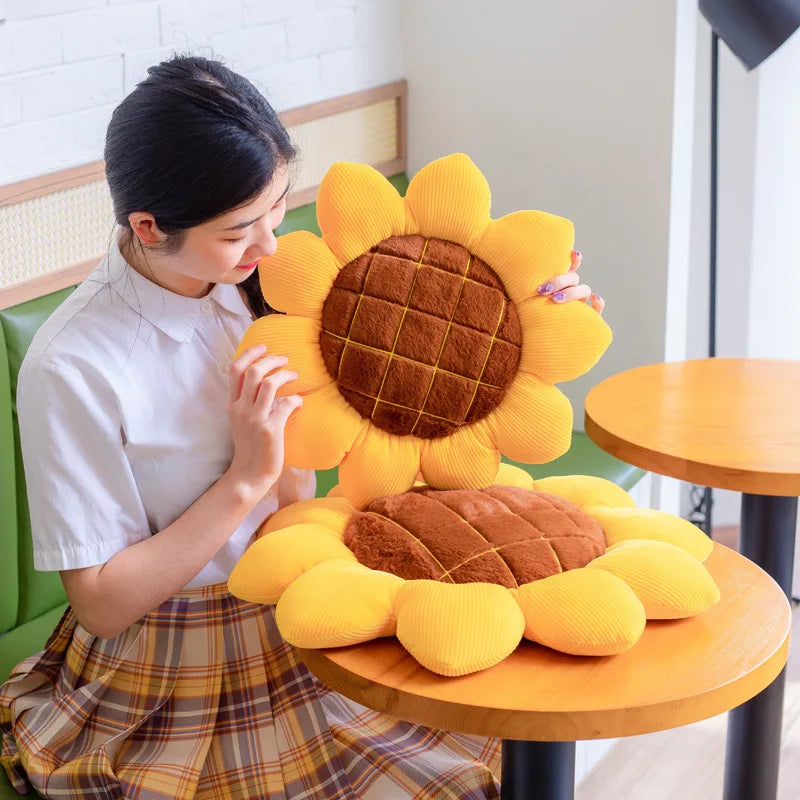 40/50/70CM Stuffed Sunflower Plush Plant Seat Cushion Flowers Decor Pillow Props For Sofa Chair Indoor Floor