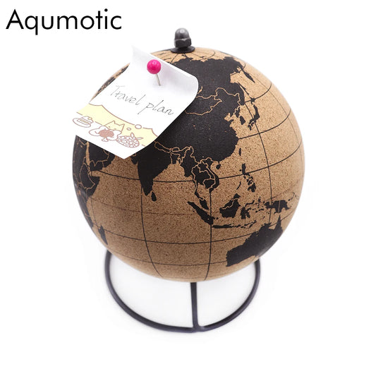 Aqumotic Cork Globe Decoration No Word 1pc World Message Board with Push Pins Large and Small Office Table Decora