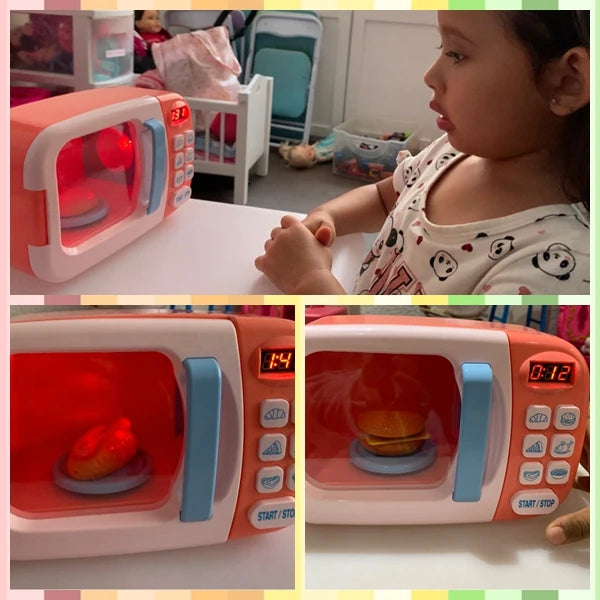 Kid's Kitchen Toys Simulation Microwave Oven Educational Toys Mini Kitchen Food Pretend Play Cutting Role Playing Girls Toys