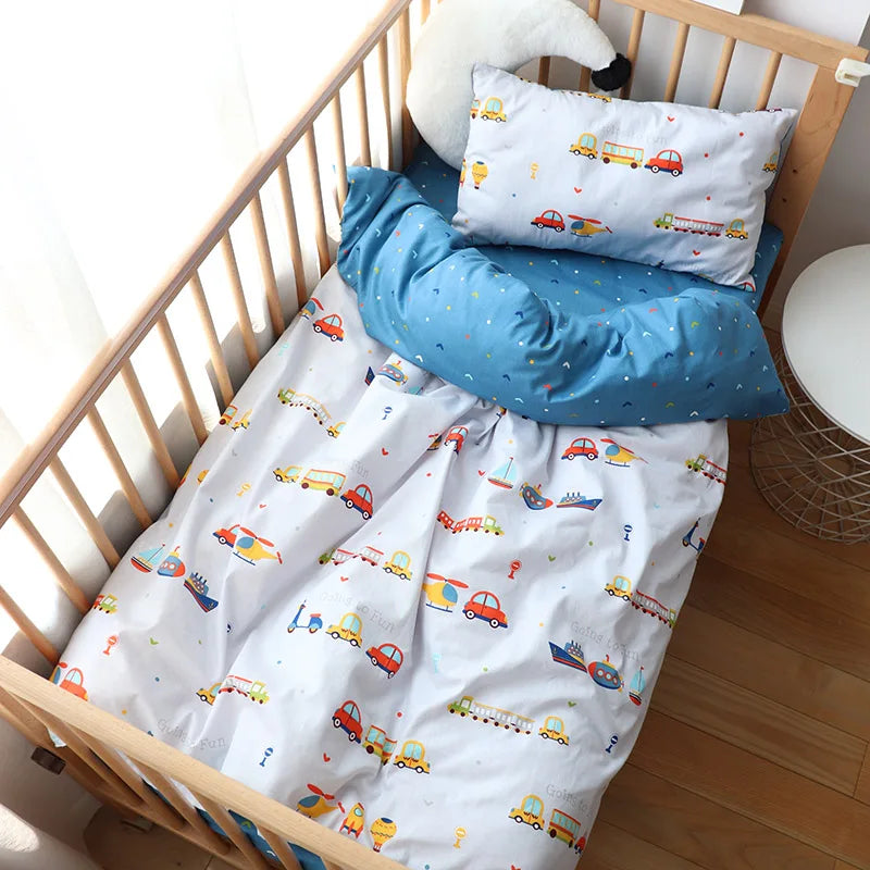 3Pcs Baby Bedding Set For Newborns Star Pattern Kid Bed Linen For Boy Pure Cotton Woven Crib Bedding Duvet Cover Pillocase Sheet