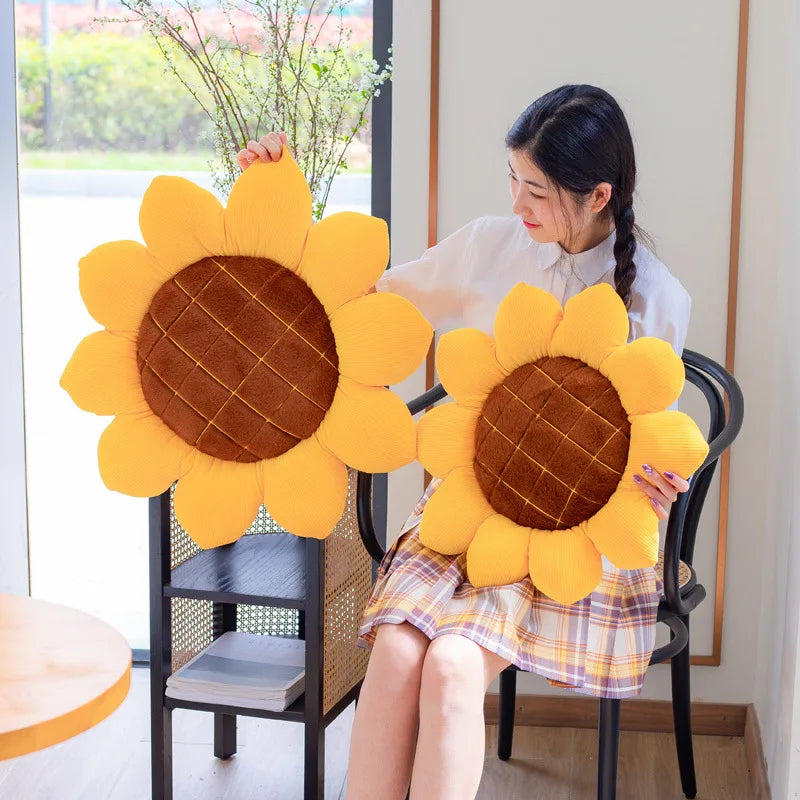 40/50/70CM Stuffed Sunflower Plush Plant Seat Cushion Flowers Decor Pillow Props For Sofa Chair Indoor Floor