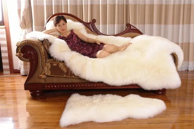 Sheepskin Chair Cover Seat Pad Soft Carpet Hairy Plain Skin Fur Plain Fluffy Area Rugs  Bedroom Faux carpet Mat Muzzi 002 4sizes