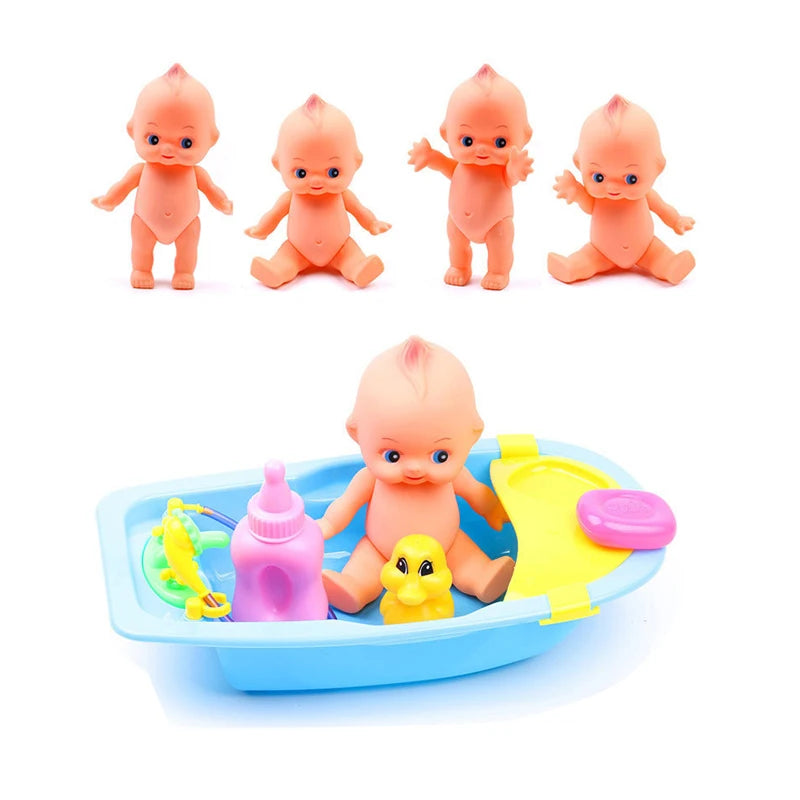 Bathtub with Baby Doll Duck Bath Toy Set Baby Water Floating Toys Milk Bottle Shower Kit Gifts For Kids Funny Educational Toys