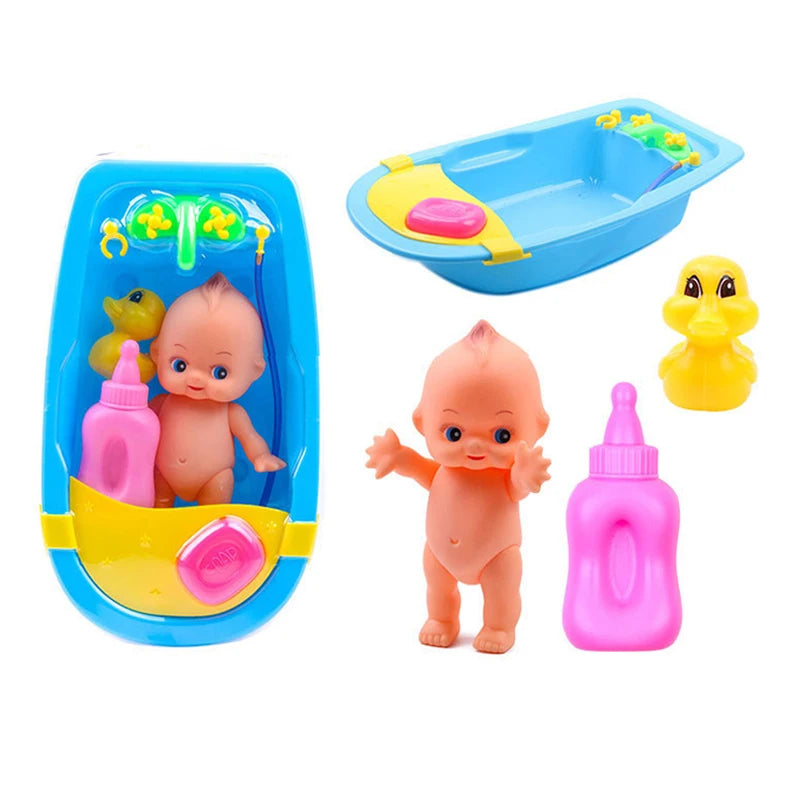 Bathtub with Baby Doll Duck Bath Toy Set Baby Water Floating Toys Milk Bottle Shower Kit Gifts For Kids Funny Educational Toys