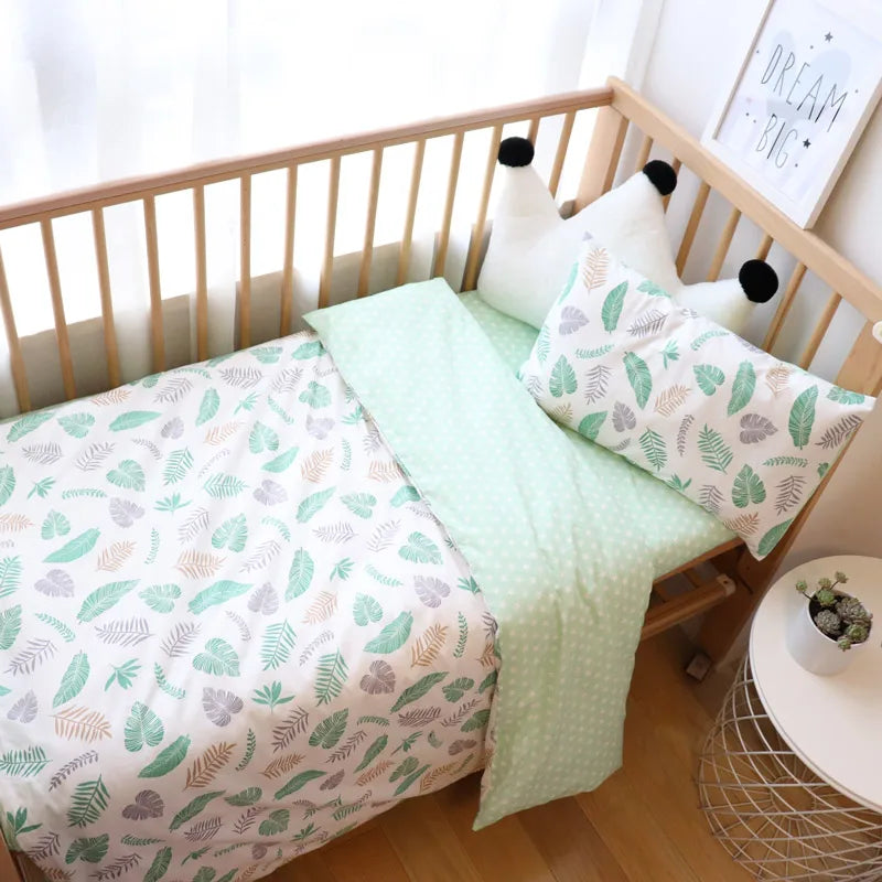 3Pcs Baby Bedding Set For Newborns Star Pattern Kid Bed Linen For Boy Pure Cotton Woven Crib Bedding Duvet Cover Pillocase Sheet