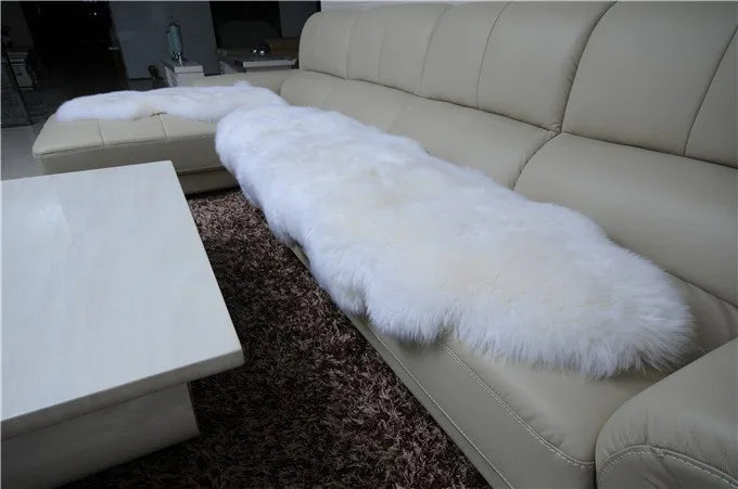 Sheepskin Chair Cover Seat Pad Soft Carpet Hairy Plain Skin Fur Plain Fluffy Area Rugs  Bedroom Faux carpet Mat Muzzi 002 4sizes