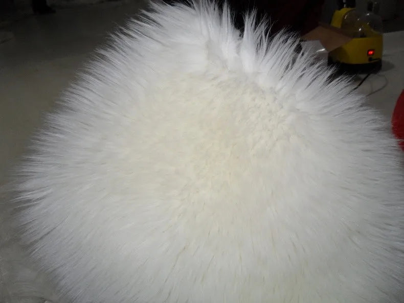 Sheepskin Chair Cover Seat Pad Soft Carpet Hairy Plain Skin Fur Plain Fluffy Area Rugs  Bedroom Faux carpet Mat Muzzi 002 4sizes