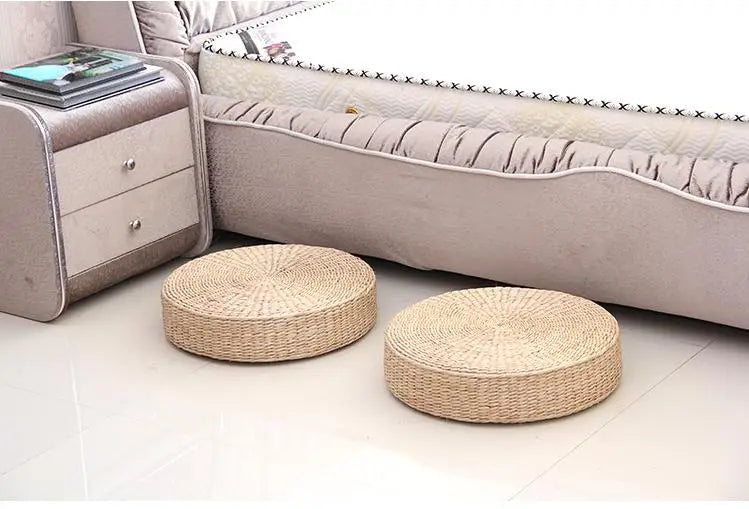 5 Size Hot Natural Straw Round Pouf Tatami Cushion Floor Cushions Meditation Yoga Round Mat Zafu Chair Cushion 40/45/50/60/70cm