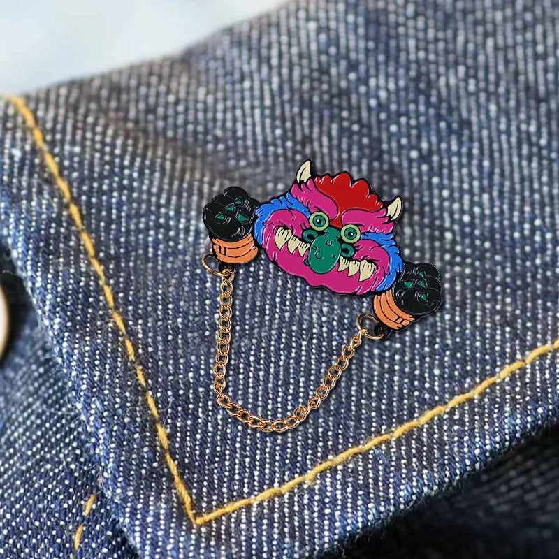 80s Nostalgia. My Pet Monsters
- Enamel Pin with Handcuff chain Badge
- Cartoon accessories